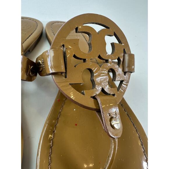 Tory Burch Miller Leather Thong Sandals Tan Beige Flip Flops Women's Size 9 M - Picture 7 of 16